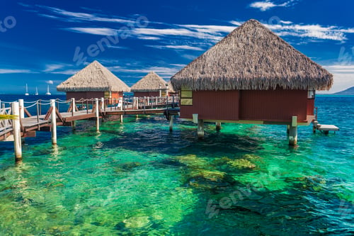 Preview: Overwater bungalows with best beach for snorkeling, Tahiti, Poly
