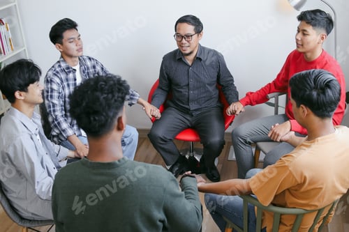 Preview: Top View Of Multiracial People Group Holding Hands Together Support And Unity Concept