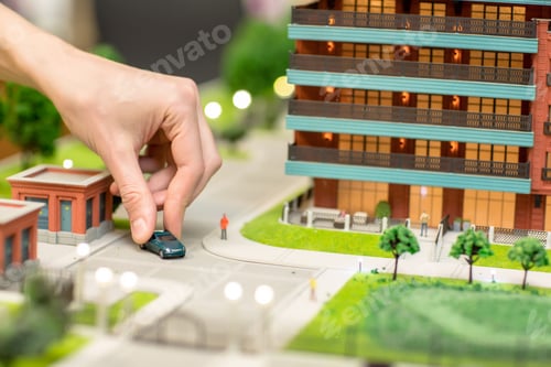 Preview: Toy Town Model with Car and Apartment Building