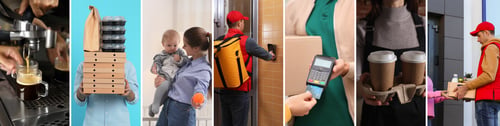 Preview: Collage with photos of people of different jobs, banner design. Work for teenagers