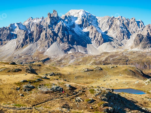 Preview: Mountain view in Ecrins national park near refuge Drayeres, France