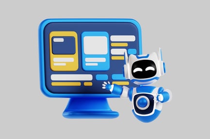 Preview: Advanced Cybernetic Companion Next to a Contemporary Workstation