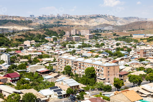 Preview: aerial view of Yerevan city district from Erebuni