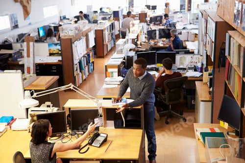 Preview: Interior Of Busy Architect's Office With Staff Working