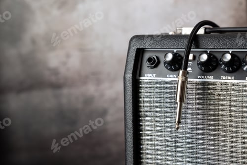 Preview: Close up of electric guitar amplifier