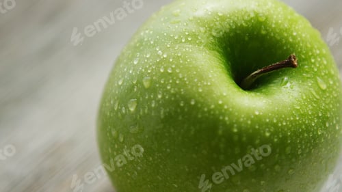 Preview: Green apple with water drops