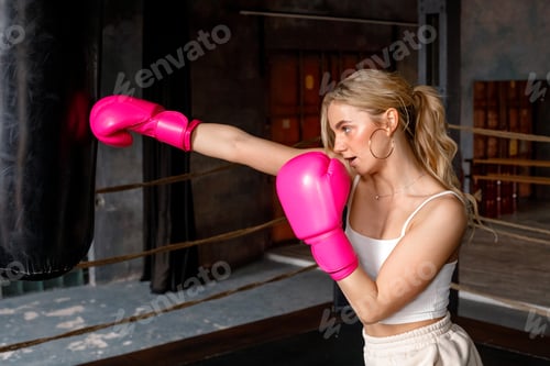 Preview: A girl boxing on ring