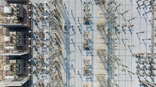 Preview: Aerial view substation with transformer high voltage electric power station.