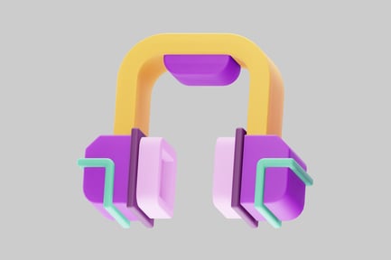 Preview: Curved headphones with attached rectangular modules