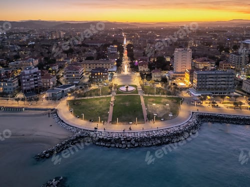 Preview: Scenic aerial view of Pesaro in the Christmas period
