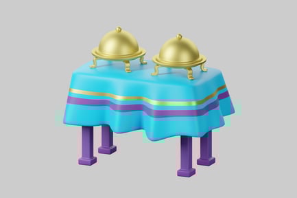 Preview: Conference table with golden dishes