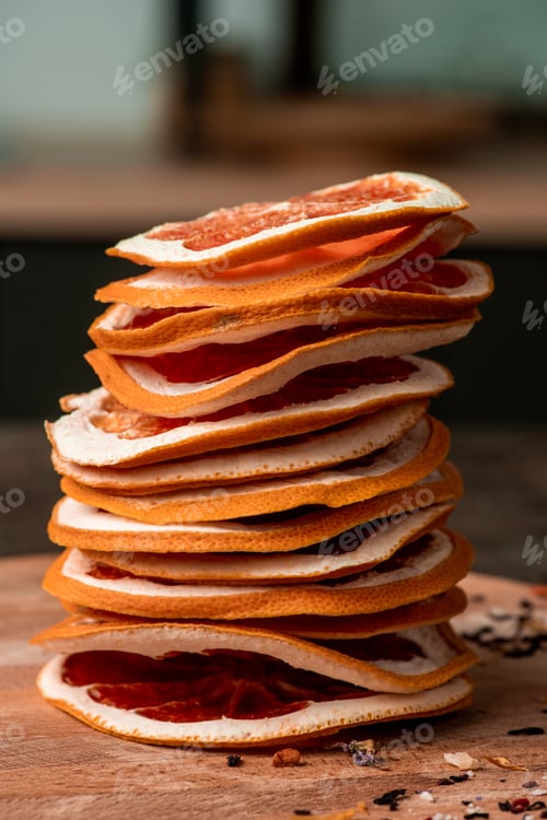 Preview: Stack of dried grapefruit slices