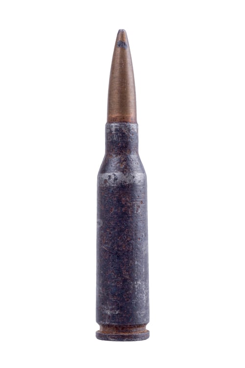 Preview: Machine gun bullet on a white background