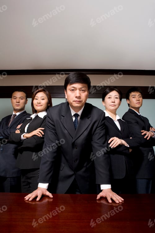 Preview: Business leader with team