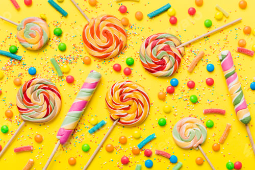 Preview: Tasty appetizing Party Accessories Happy Birthday Sweet. Different types of candies