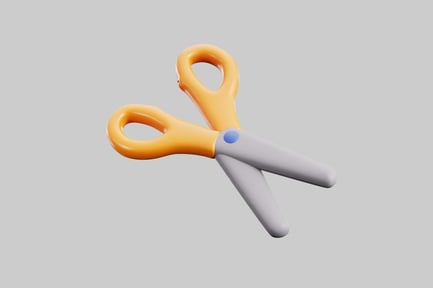 Visualização: Tesoura laranja de desenho animado