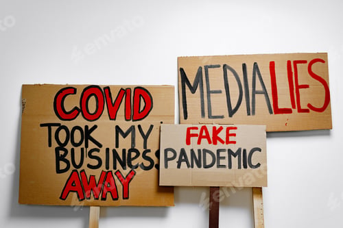 Preview: Protestive placard against coronavirus lockdowns close up