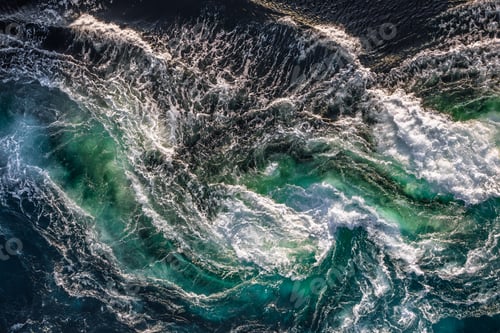 Preview: Blue waves of water of the river and the sea meet each other during high tide and low tide.