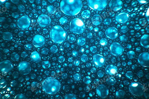 Preview: Macro shot of the soap bubbles on a blue background
