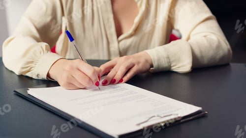 Preview: Customers in showroom completing credit application, purchasing new car