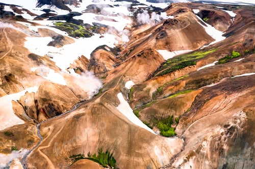 Preview: Kerlingarfjoll mountain range on geothermal area and Hveradalir trail in icelandic highlands