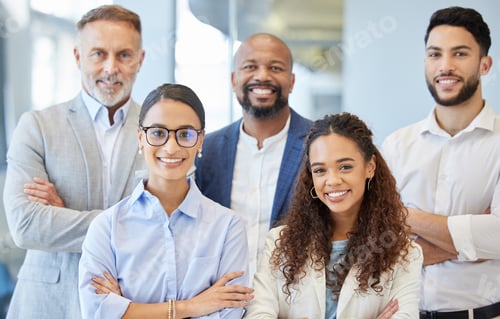 Preview: Portrait of a group of businesspeople standing together in an office