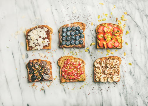 Preview: Variety of Toasts with Fruit and Nut Toppings