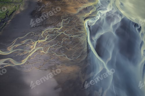 Preview: Aerial view of Glacier rivers in Iceland