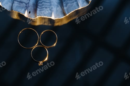 Preview: A pair of gold wedding rings.Two wedding rings