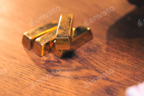 Preview: shiny gold bar arrangement in a row. Business Gold future and financial concept, world economics