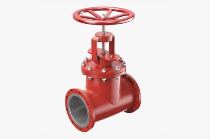 Preview: Red Industrial Gate Valve with Flange