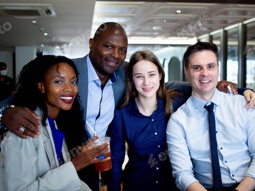 Preview: Businesswoman South Africa person businessman Caucasian white teamwork group happy smile businesss