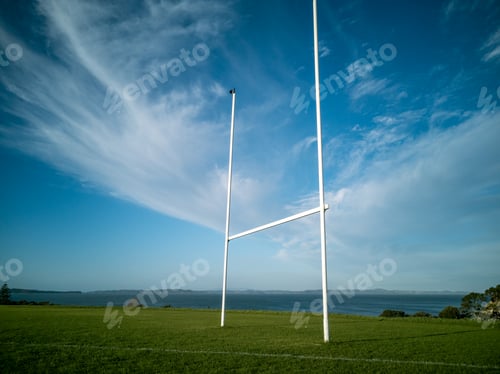 Preview: rugby field gate on green grass