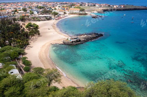 Preview: Aerial view of Tarrafal beach in Santiago island in Cape Verde - Cabo Verde