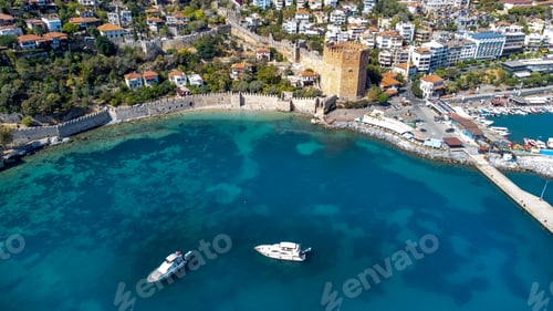 Preview: Alanya - Turkey, Alanya in Antalya Turkey. Sea and city with an open sky. Kizil Kule - Alanya
