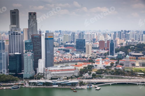 Preview: bird eyes view of Singapore City skyline in Singapore