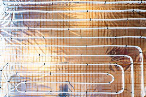 Preview: Floor heating system during installation pipes