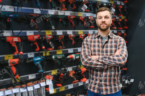 Preview: Young man working in hardware store