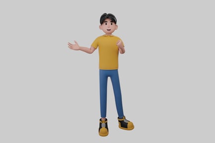 Preview: Friendly cartoon character presentation pose