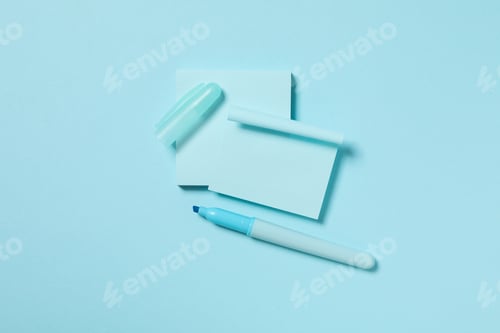 Preview: Concept of different stationery accessories, stationery accessories for office work