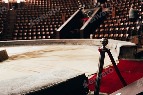 Preview: Selective focus of entrance and circus arena with amphitheater at background