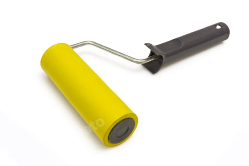Preview: Yellow Rubber Paint Roller On A White Background.