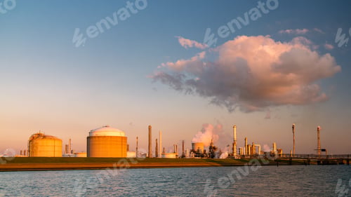 Preview: Rotterdam Netherlands, Oil harbour tank terminals and chemical carriers in the port of Rotterdam