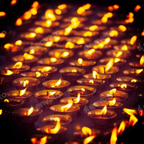 Preview: Burning candles in Buddhist temple, McLeod Ganj