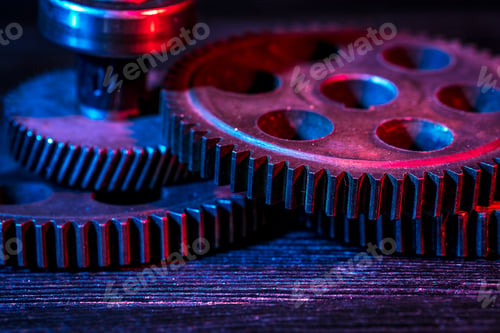 Preview: Gears. Machine part. Neon color