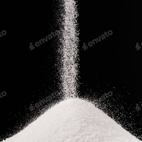 Preview: sugar falling on pile isolated on black
