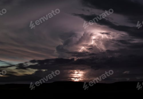 Preview: Stormy sky with lightning above the horizon