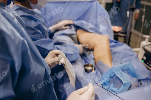 Preview: doctor and an assistant in the operating room for surgical venous vascular surgery clinic.