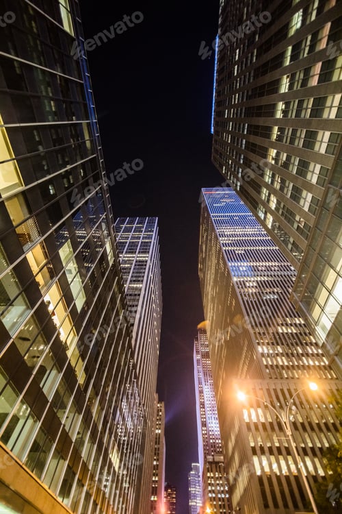 Preview: High Skyscrapers near Timesquare at Night in Manhattan