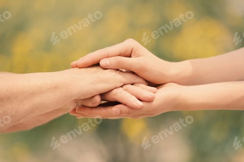 Preview: People, care and support. Giving helping hand concept